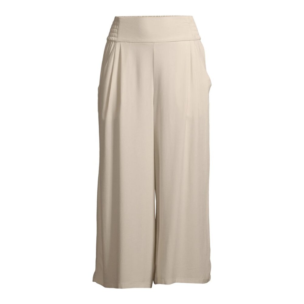 Smocked Waist Soft Pants, Khaki - Picture 5 of 7